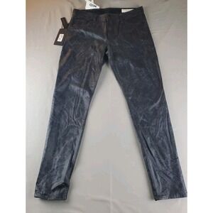 Rag & Bone Cate Mid Rise Skinny Jeans Womens 29 Coated Black Snake Stretch